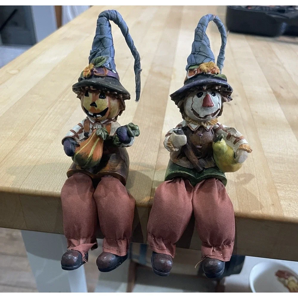 Halloween Figures Scarecrow Shelf Sittters Ghost Pumpkins Mini Poly Resin Lemax